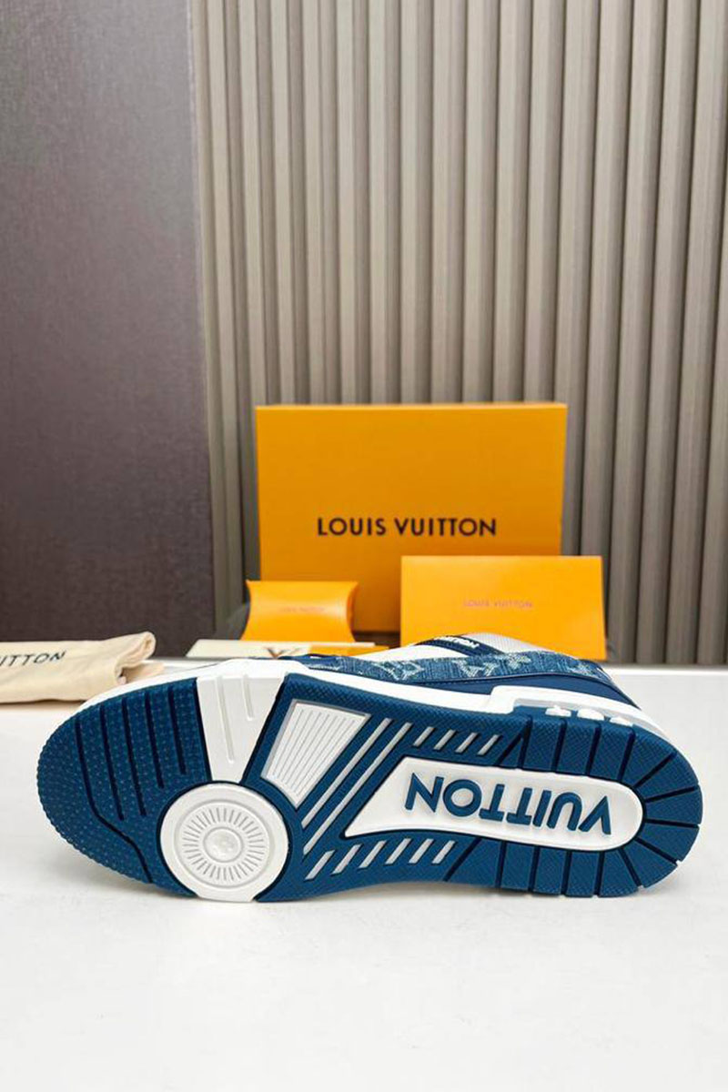 Lоuis Vuittоn Кожаные кроссовки Trainer Monogram - White / Blue