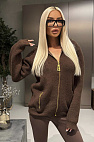 Женский кардиган на молнии premium - Brown