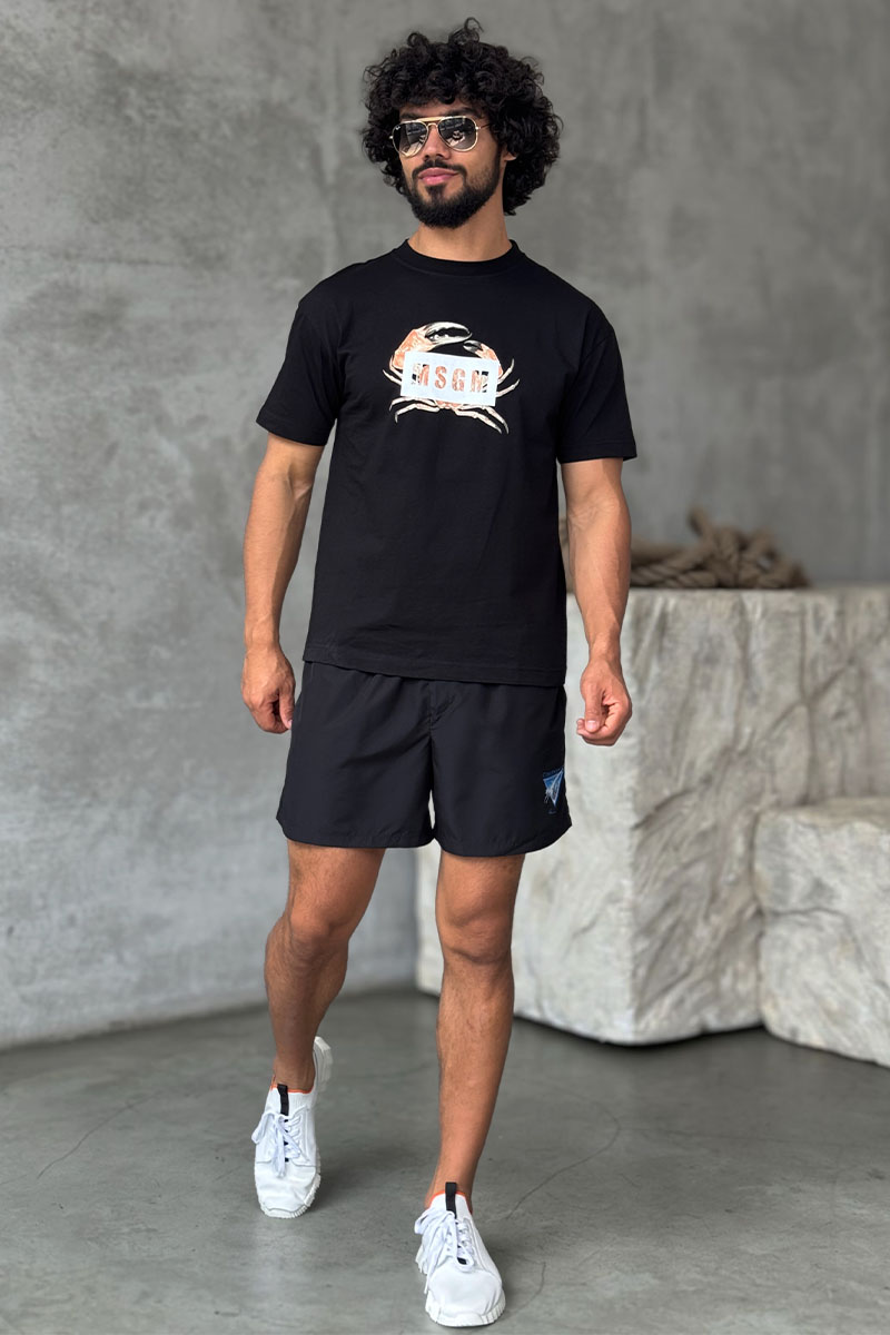 Designer Clothing Чёрная оверсайз футболка MSGM Crab-print