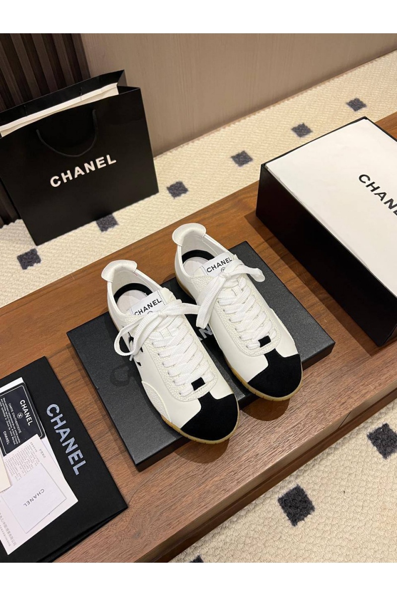 Chаnеl Женские кожаные кроссовки  premium