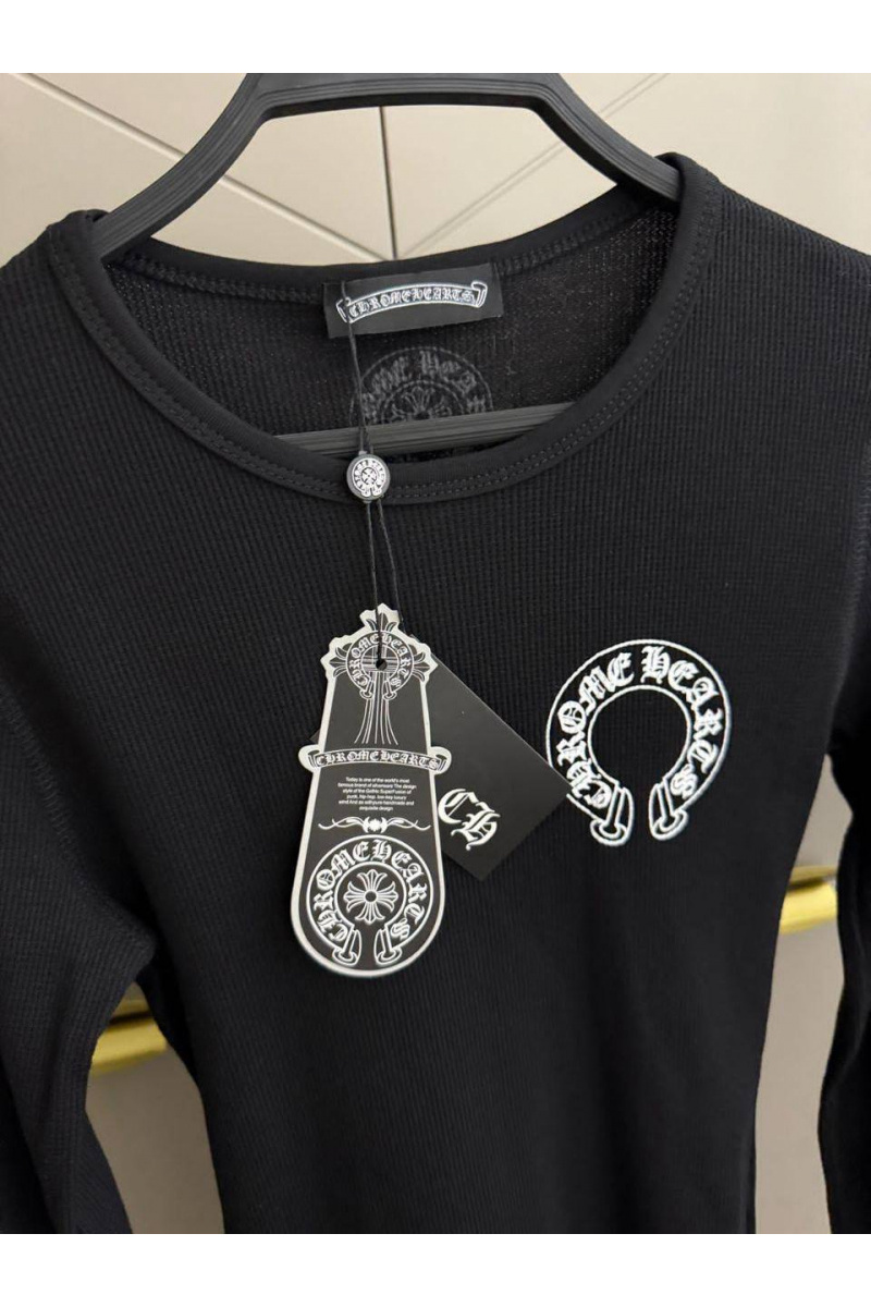 Chrome Hearts Чёрный женский лонгслив premium