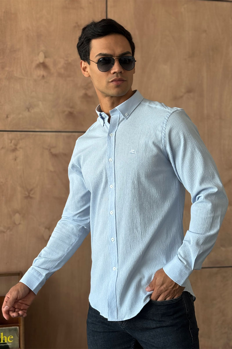 Etro Мужская голубая рубашка Pegasus logo