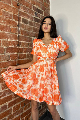 Женское оранжевое платье Floral All-over