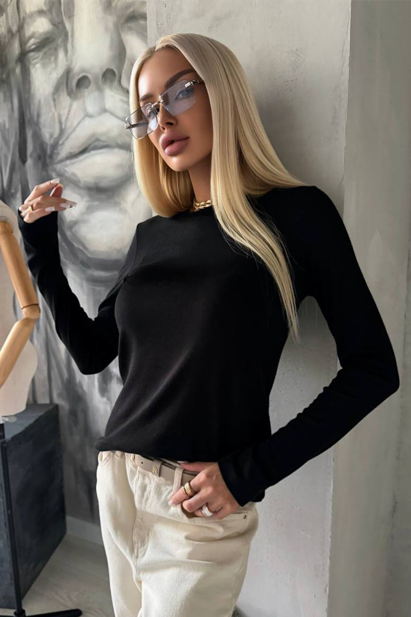 Designer Clothing Женский лонгслив чёрного цвета The Row premium