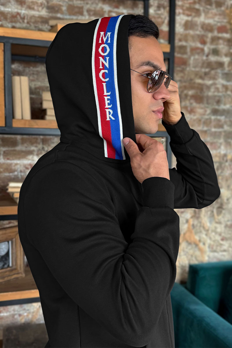 Moncler Чёрный спортивный костюм striped logo 