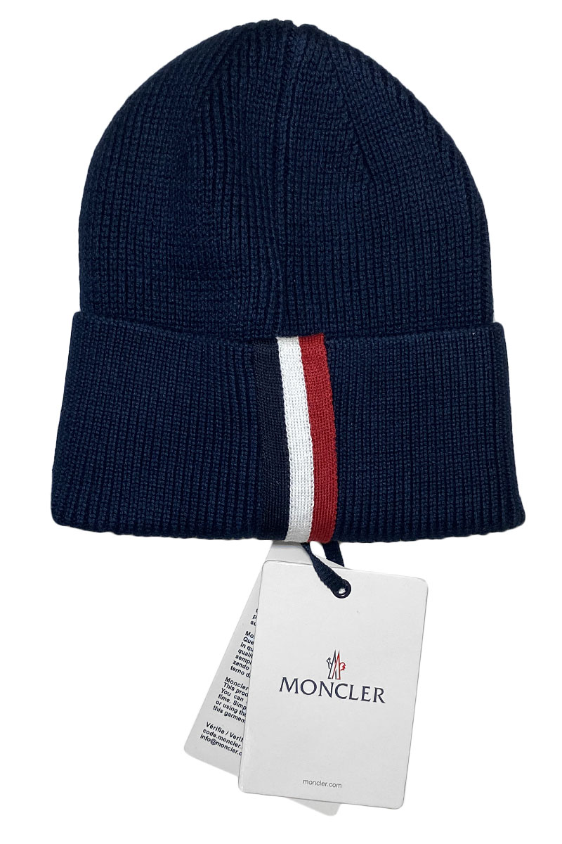 Moncler Брендовая шапка тёмно-синего цвета