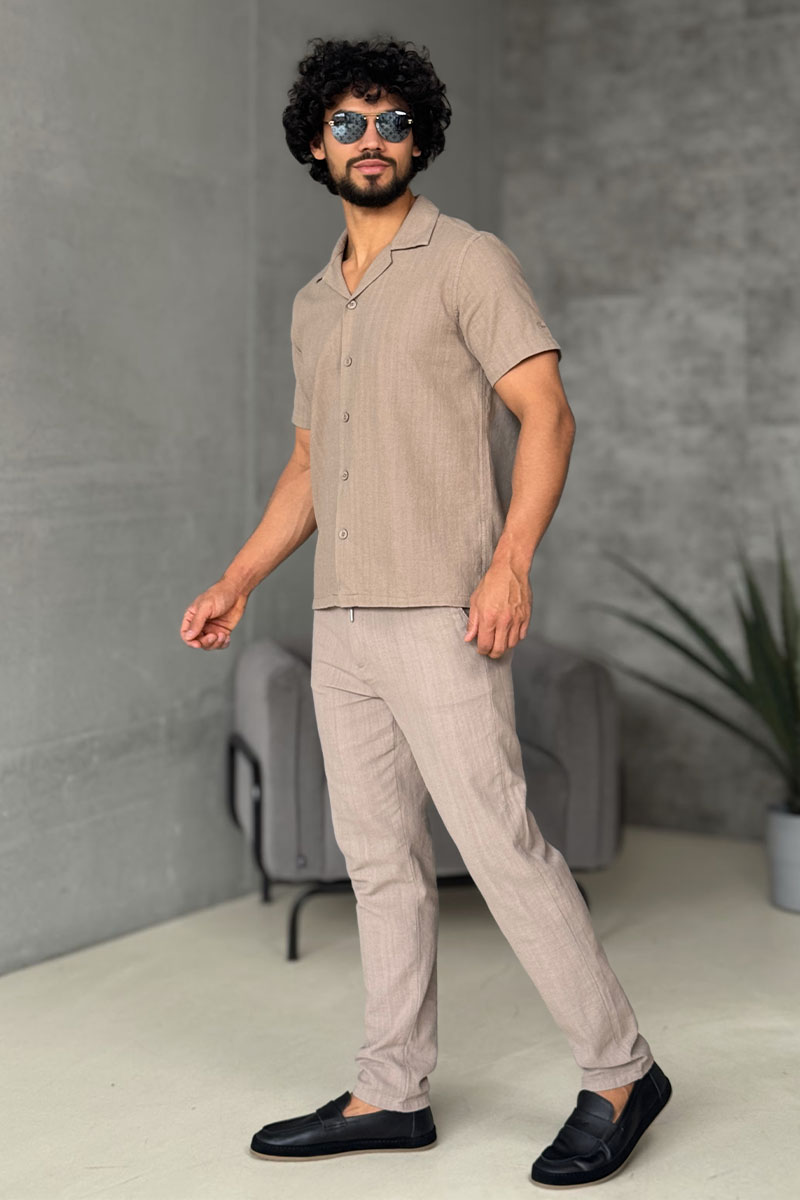 Loro Piana Мужская рубашка бежевого цвета 