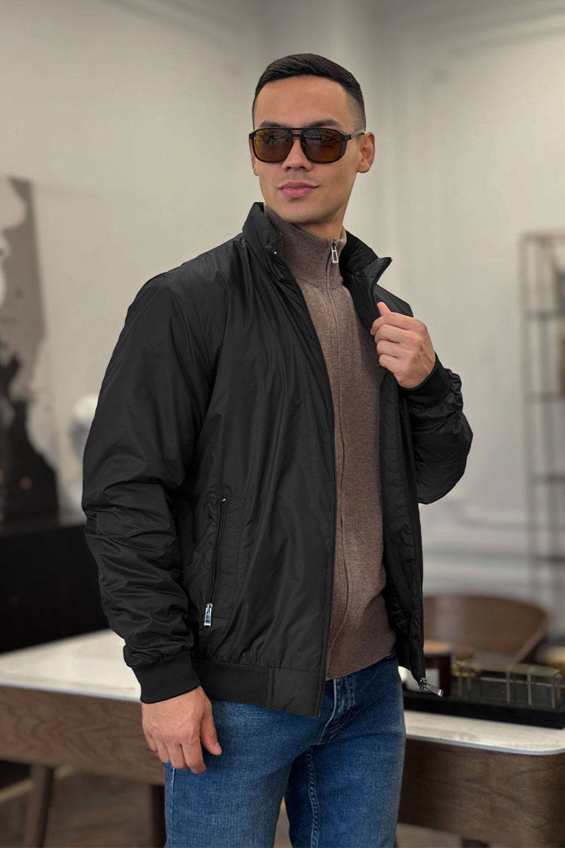 Hugо Воss Мужская чёрная куртка logo-patch 