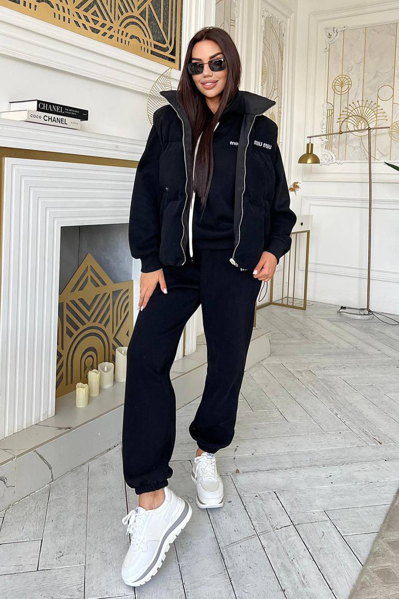MIU MIU Женский чёрный костюм тройка 