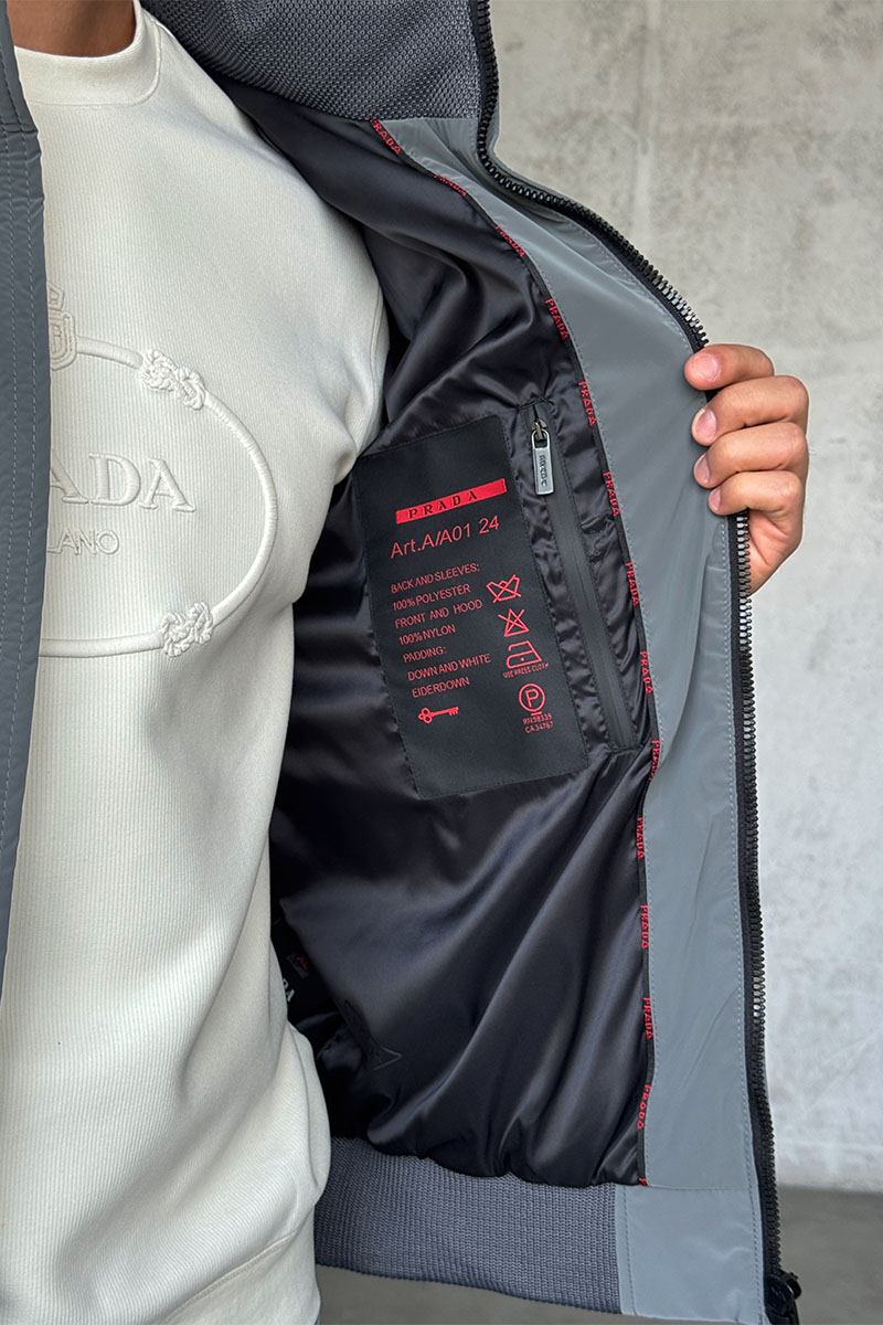 Prada Куртка с вязаными рукавами Linea Rossa - Grey