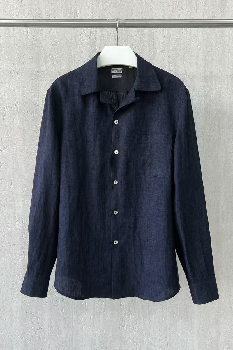 Designer Льняная рубашка Premium - Navy