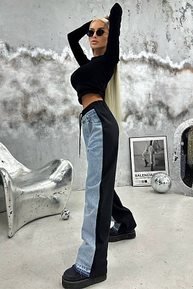 Женские комбинированные джинсы 