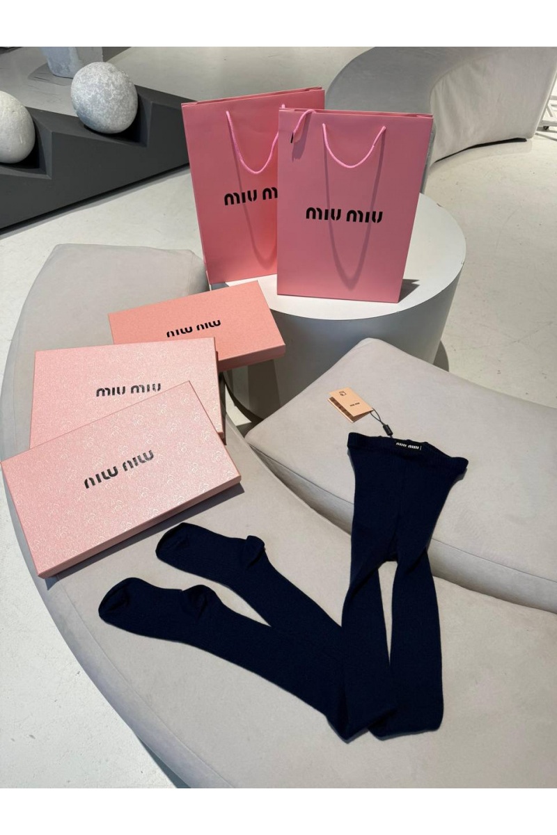 MIU MIU Женские кашемировые колготы синего цвета
