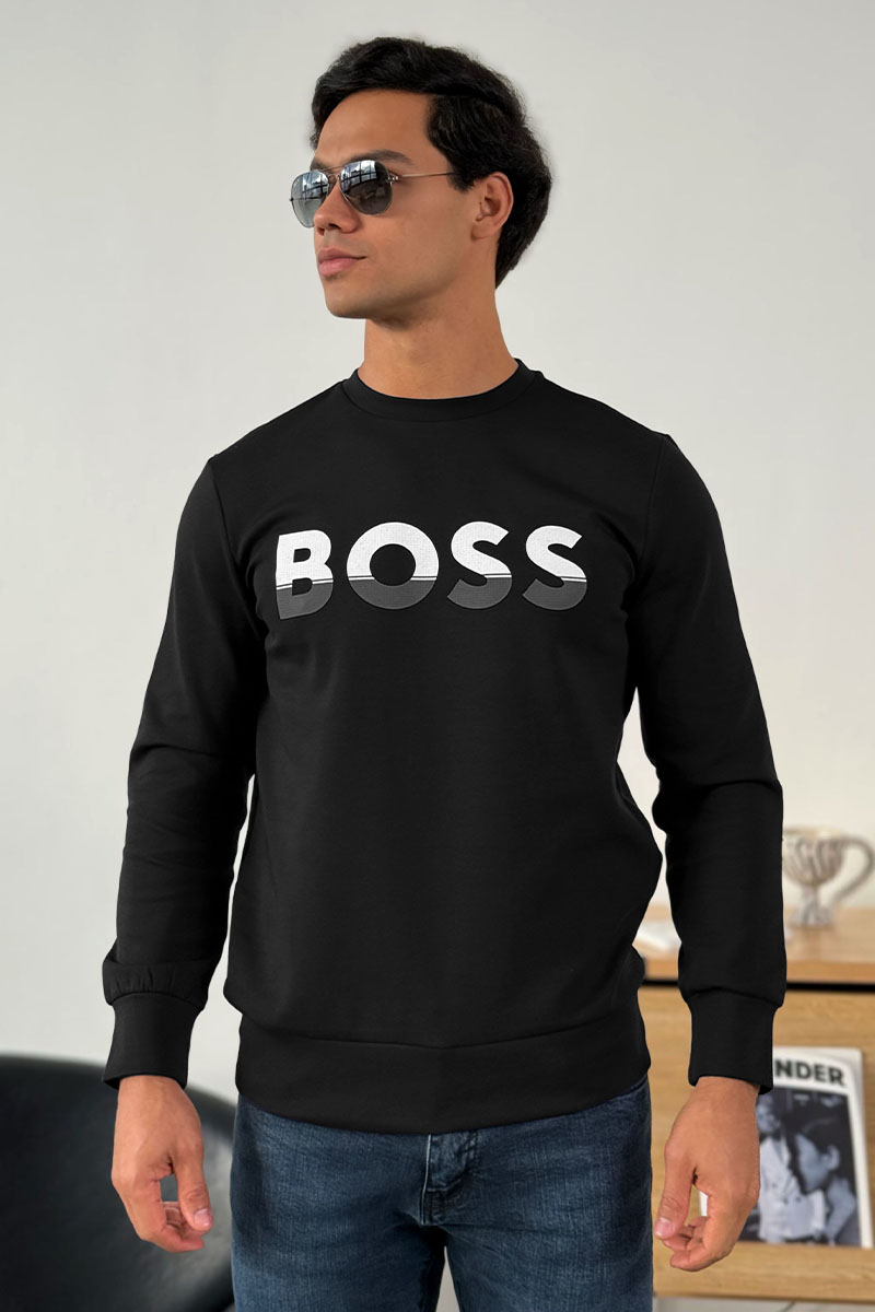 Hugо Воss Чёрный свитшот Salbo 1 Logo-print