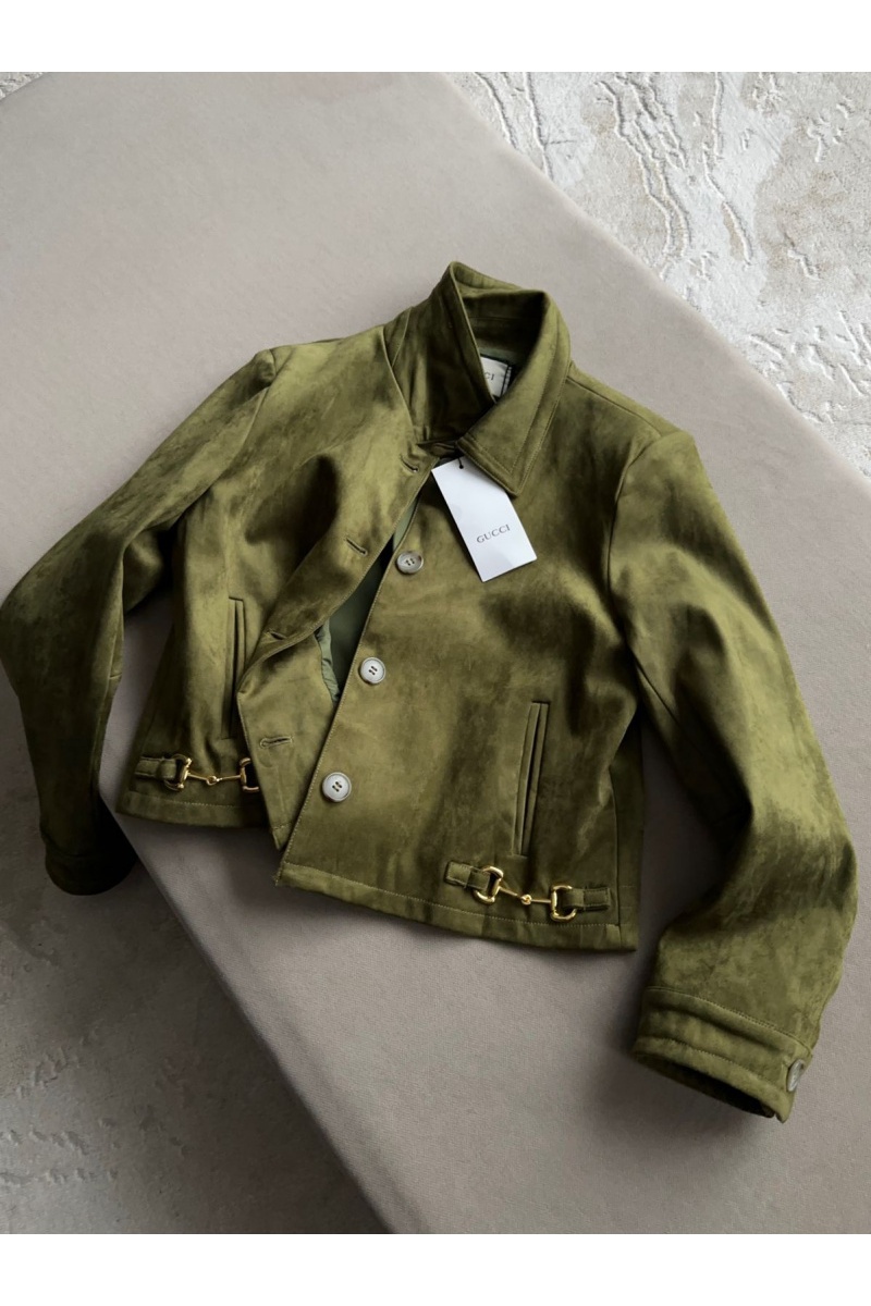 Gucci Женская куртка зелёного цвета GG 