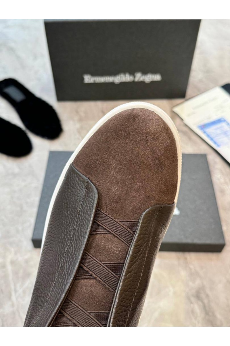 Zegna Кроссовки с мехом Triple Stitch