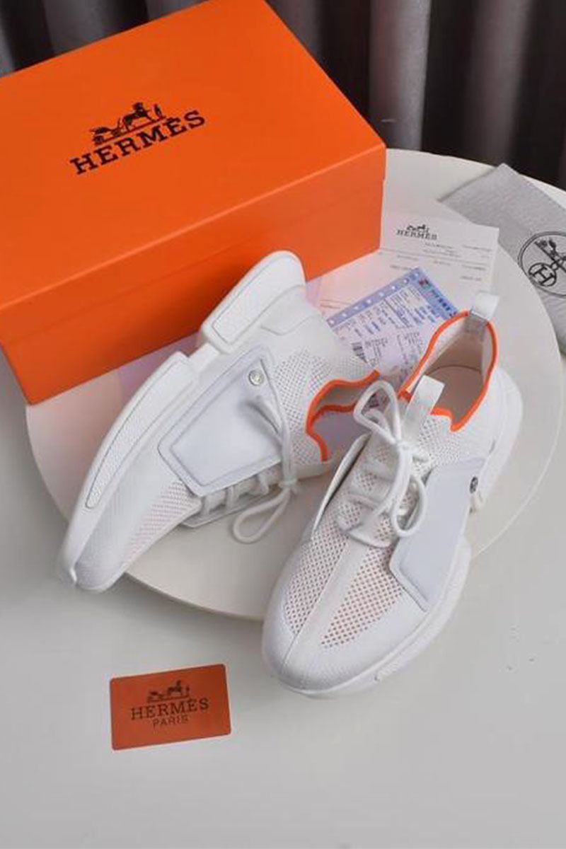 Hermes Мужские текстильные кроссовки Expert - White