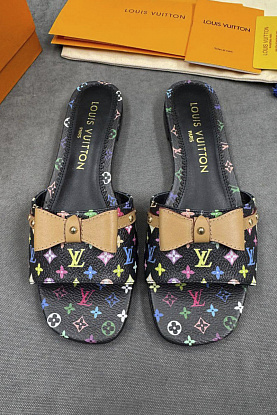 Женские кожаные шлёпанцы Takashi Murakami Multicolore premium