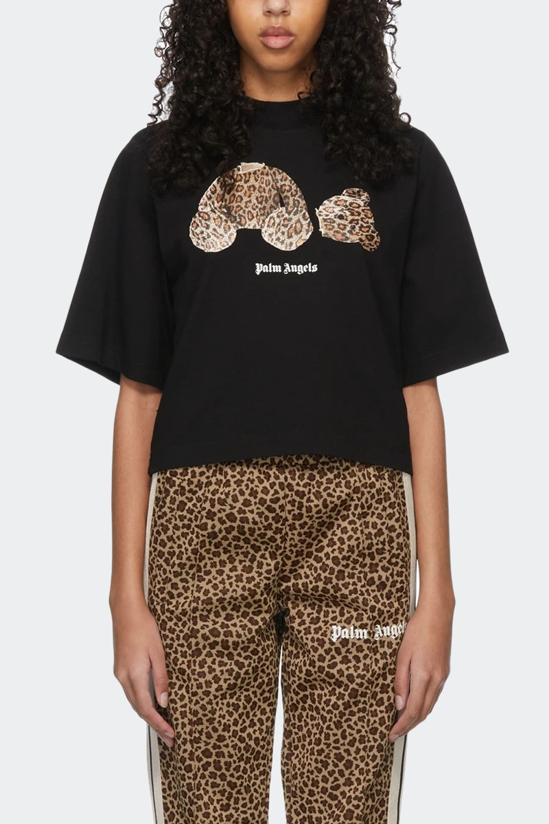 Palm Angels Чёрная оверсайз футболка Leopard Bear)