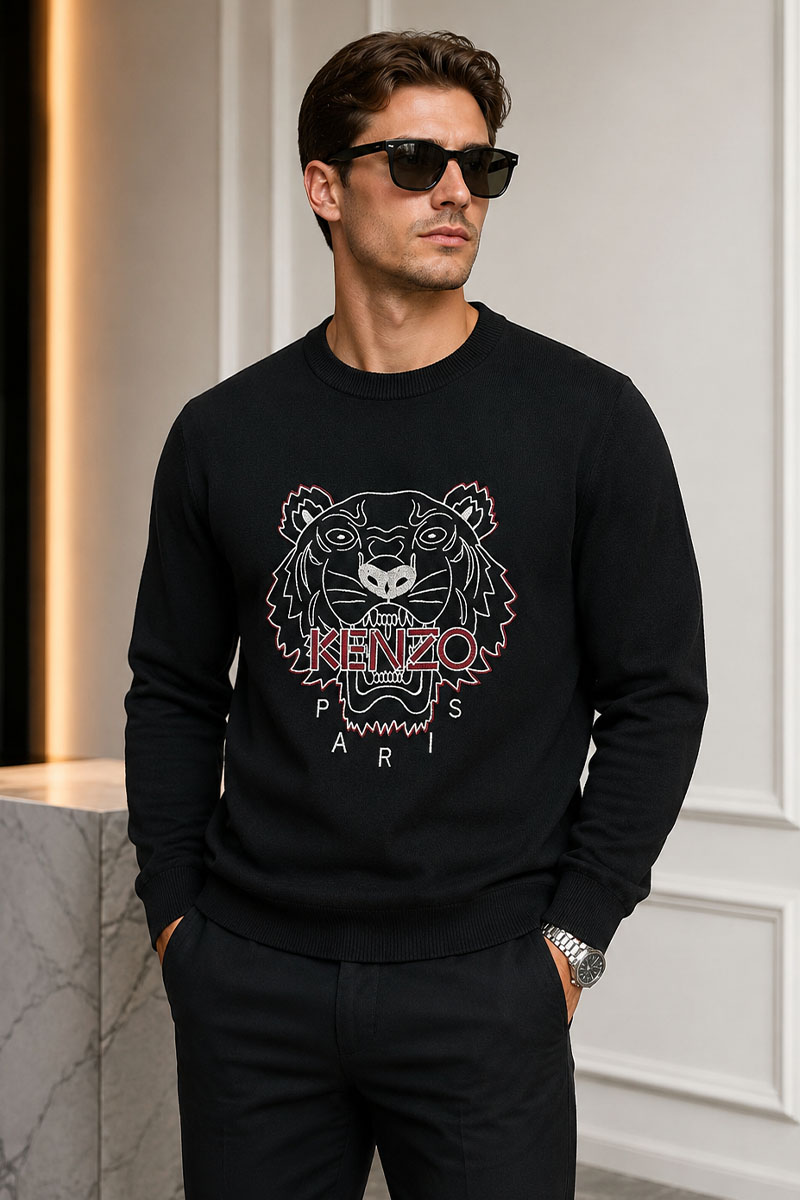Kenzo Чёрный свитер Tiger logo-embroidered