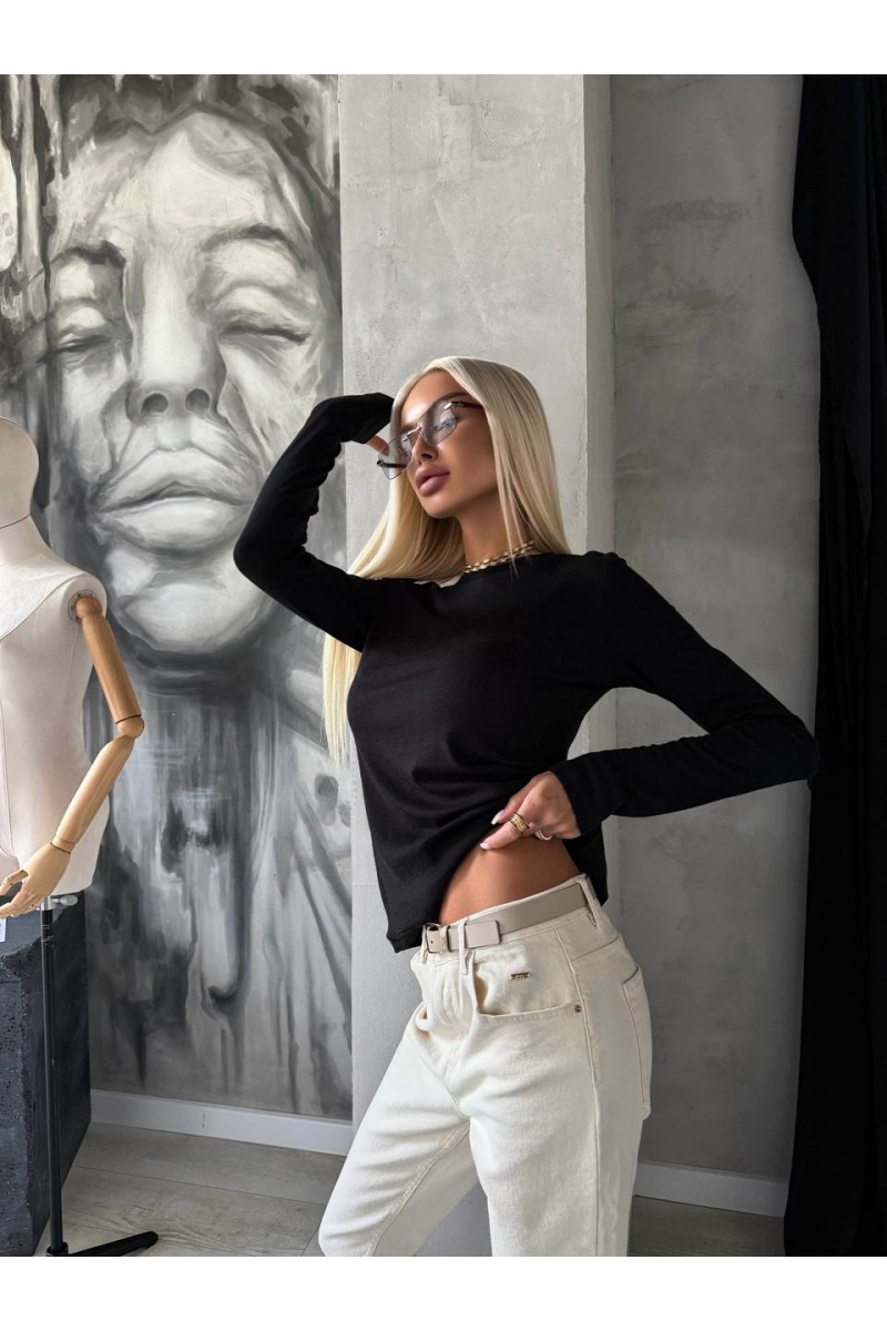 Designer Clothing Женский лонгслив чёрного цвета The Row premium