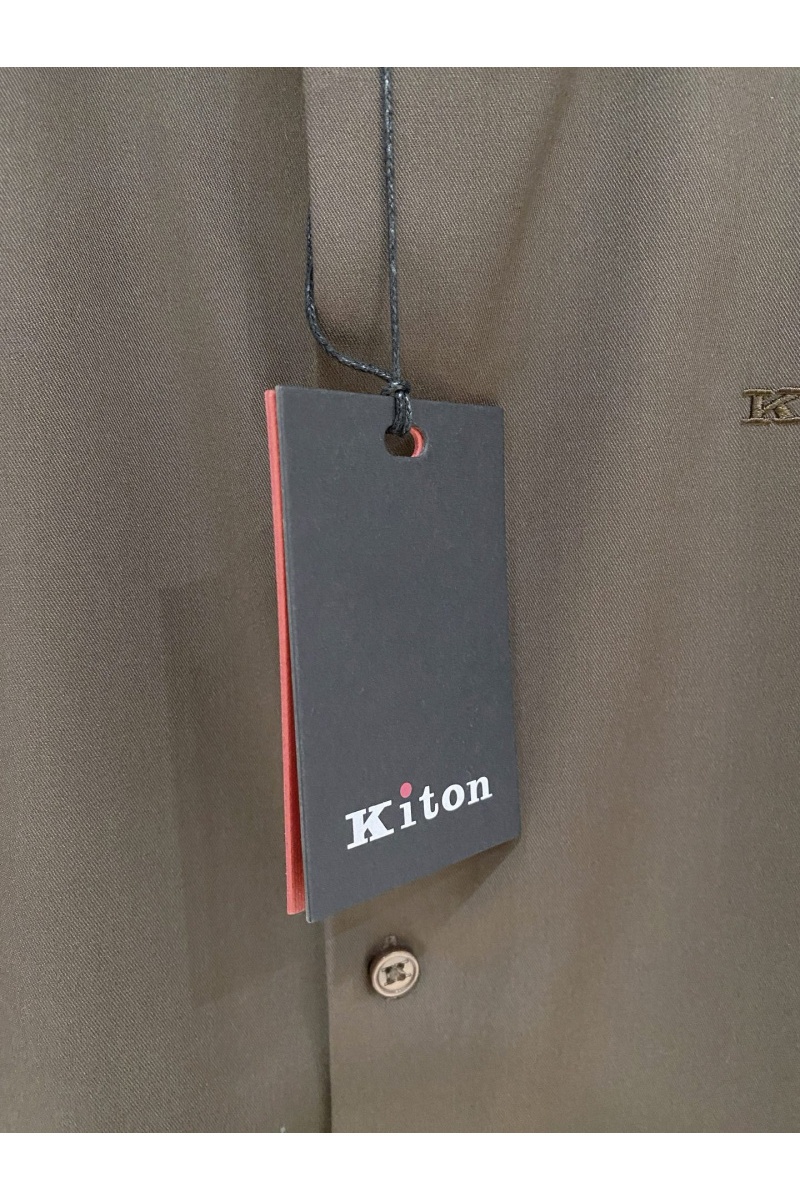 Kiton Мужская коричневая рубашка premium