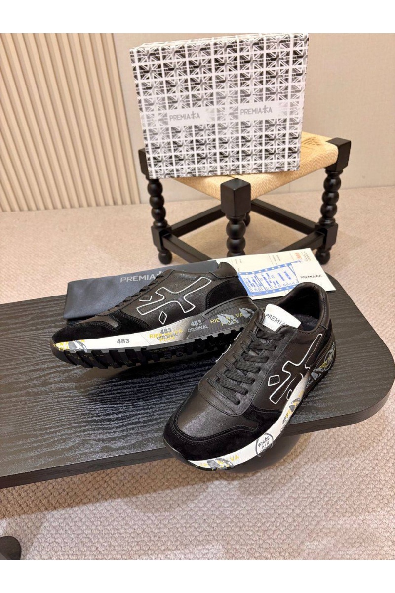 Premiata Чёрные кожаные кроссовки Mick