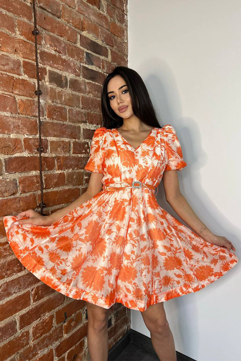 Designer Clothing Женское оранжевое платье Floral All-over