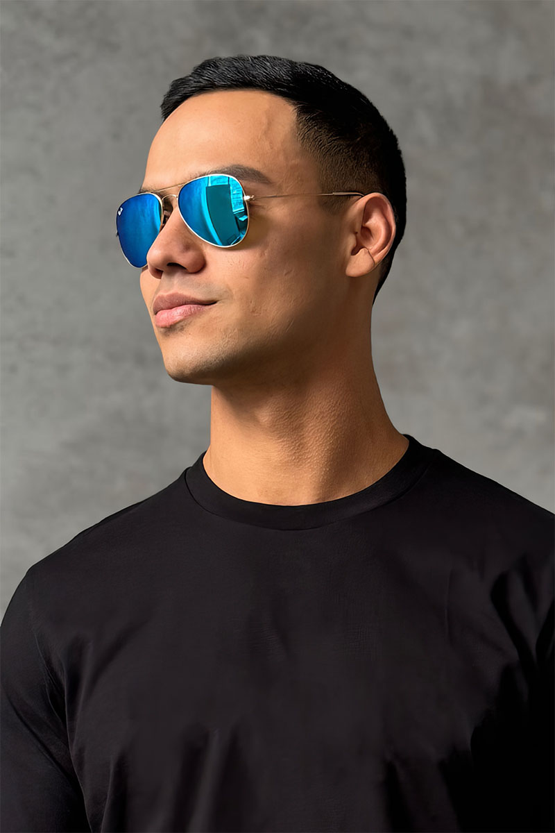 Ray Ban Солнцезащитные очки Aviator Large Metal - Blue Mirrored