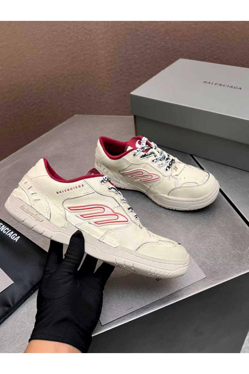 Balenciaga Женские кожаные кроссовки Hamptons Worn-Out premium