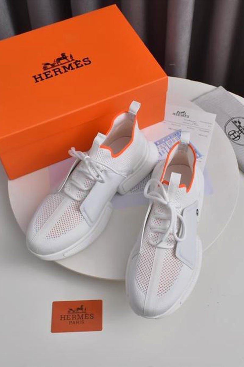 Hermes Мужские текстильные кроссовки Expert - White