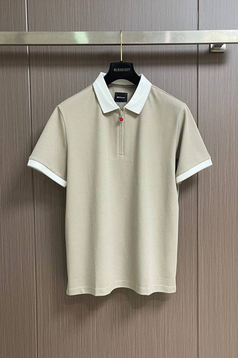 Kiton Мужское поло серого цвета premium