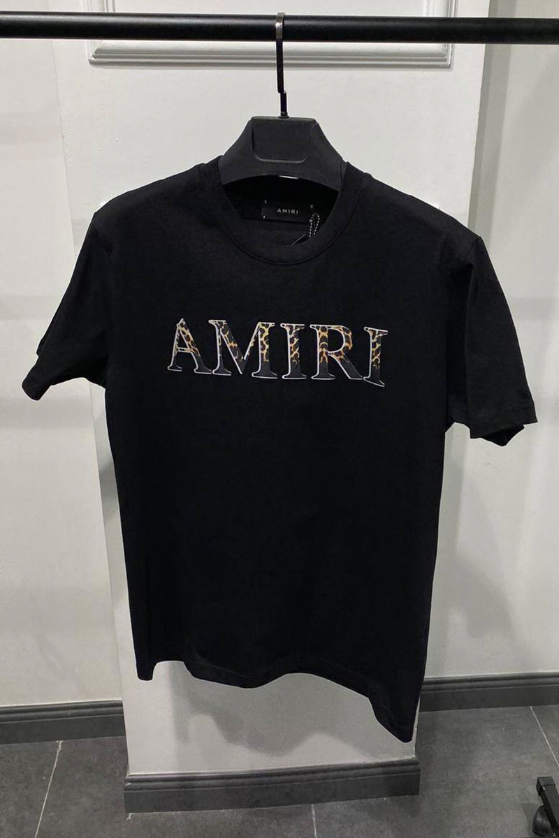 Amiri Чёрная оверсайз футболка leopard-print