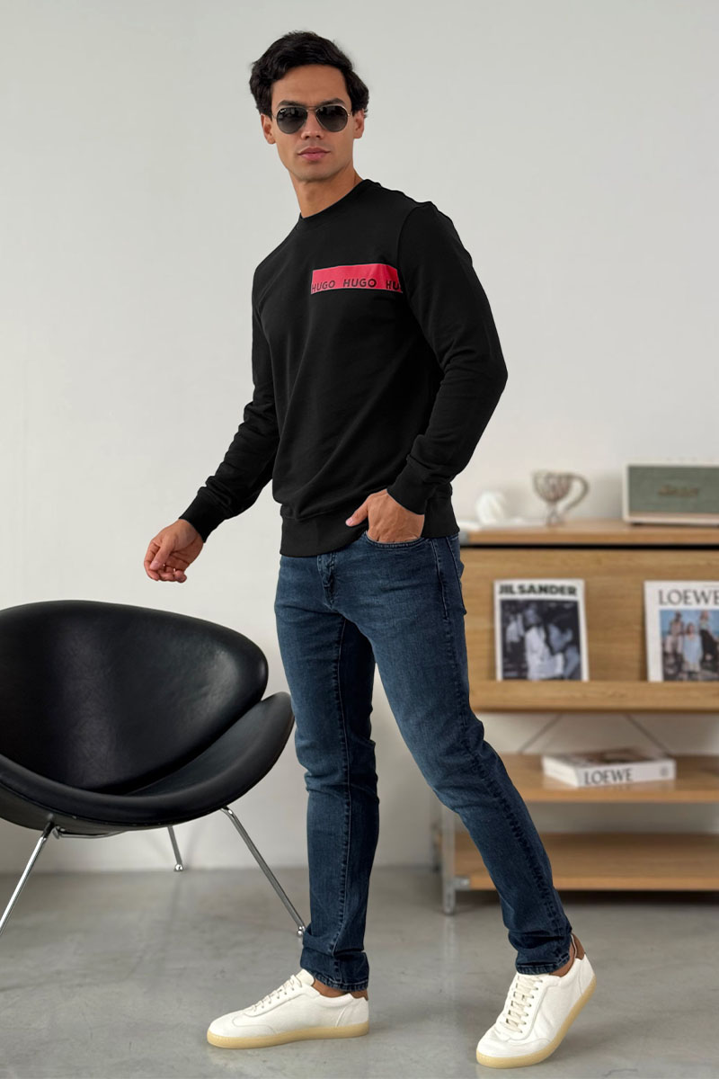 Hugо Воss Чёрный свитшот Dranach chest-tape