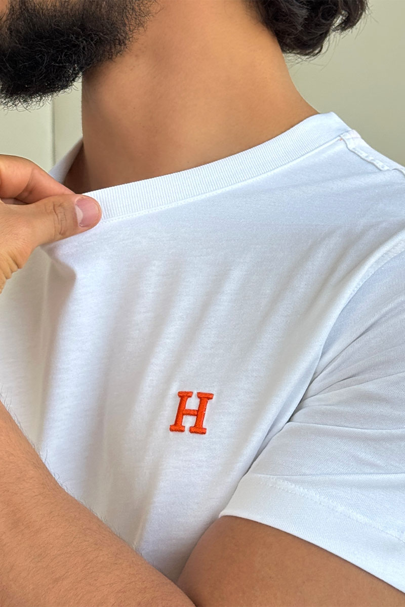 Hermes Футболка белого цвета H embroidered
