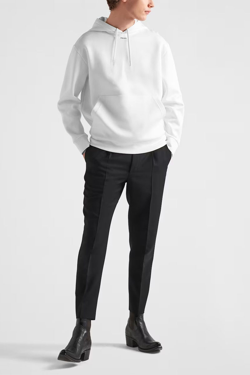 Prada Мужское белое худи technical cotton 
