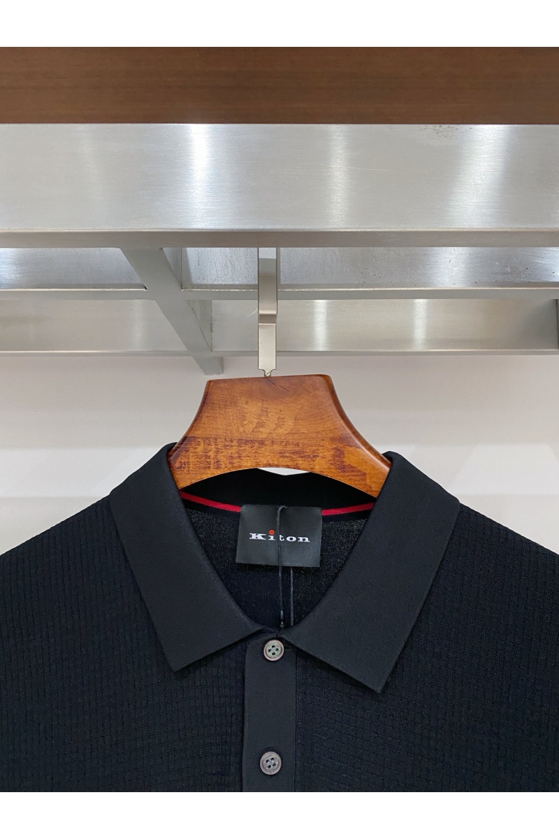 Kiton Мужское чёрное поло premium