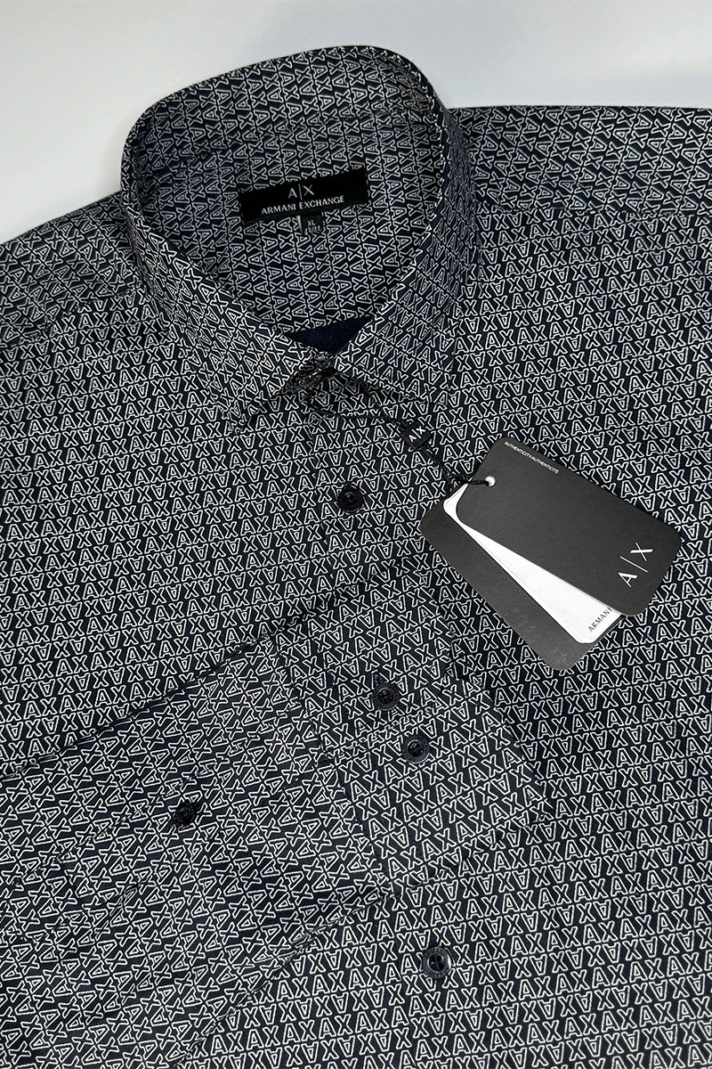 Emporio Armani EA7 Мужская тёмно-синяя рубашка 
