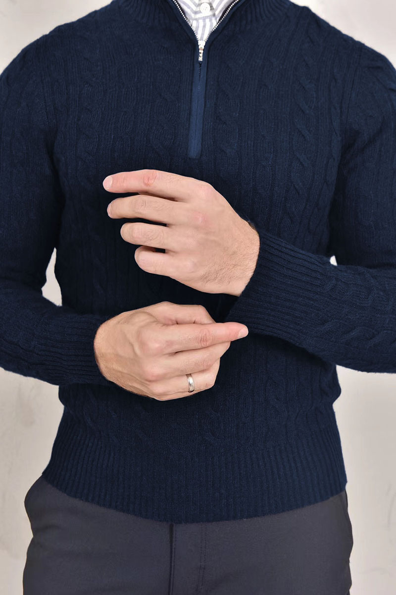 Loro Piana Кашемировый свитер Premium zip-neck - Navy 