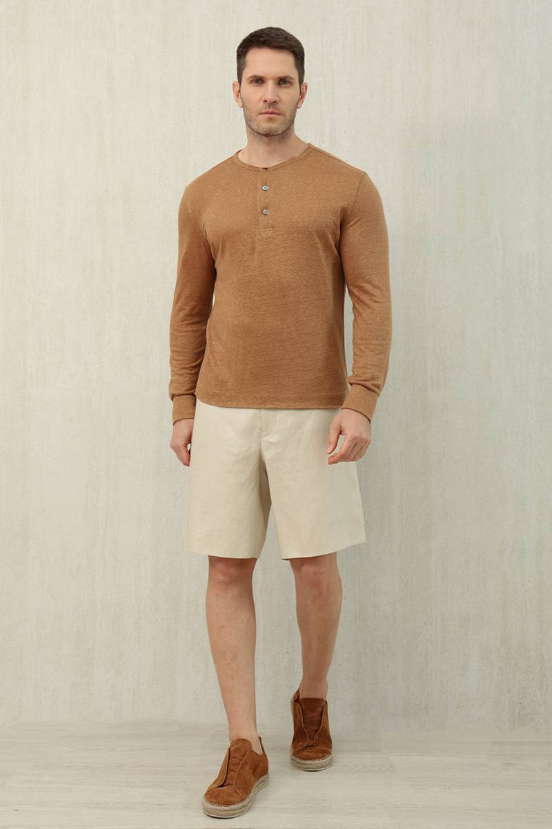 Zegna Льняные шорты бежевого цвета premium