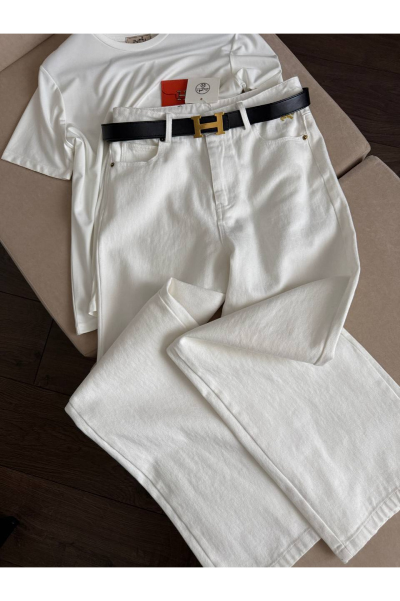 Hermes Женские белые джинсы Hermes premium