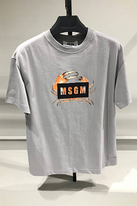 Серая оверсайз футболка MSGM Crab-print