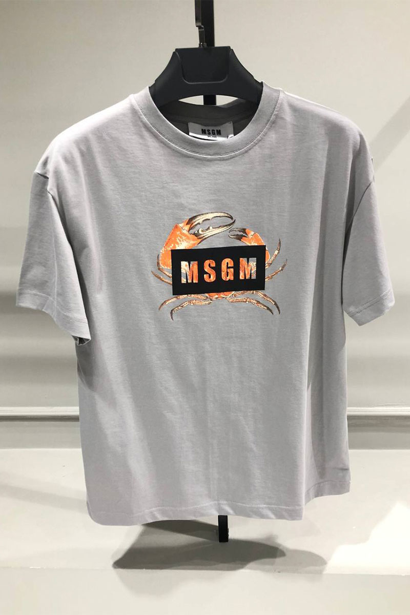 Designer Clothing Серая оверсайз футболка MSGM Crab-print