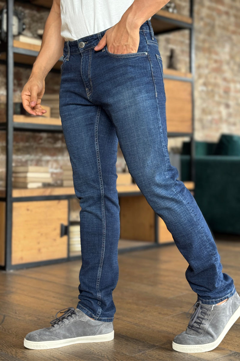 Calvin Klein Мужские тёмно-синие джинсы slim fit
