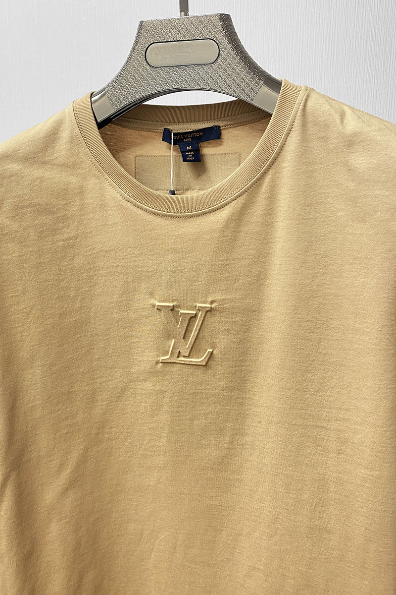 Lоuis Vuittоn Мужская брендовая футболка бежевого цвета