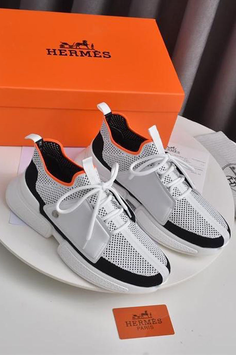 Hermes Мужские текстильные кроссовки Expert - White