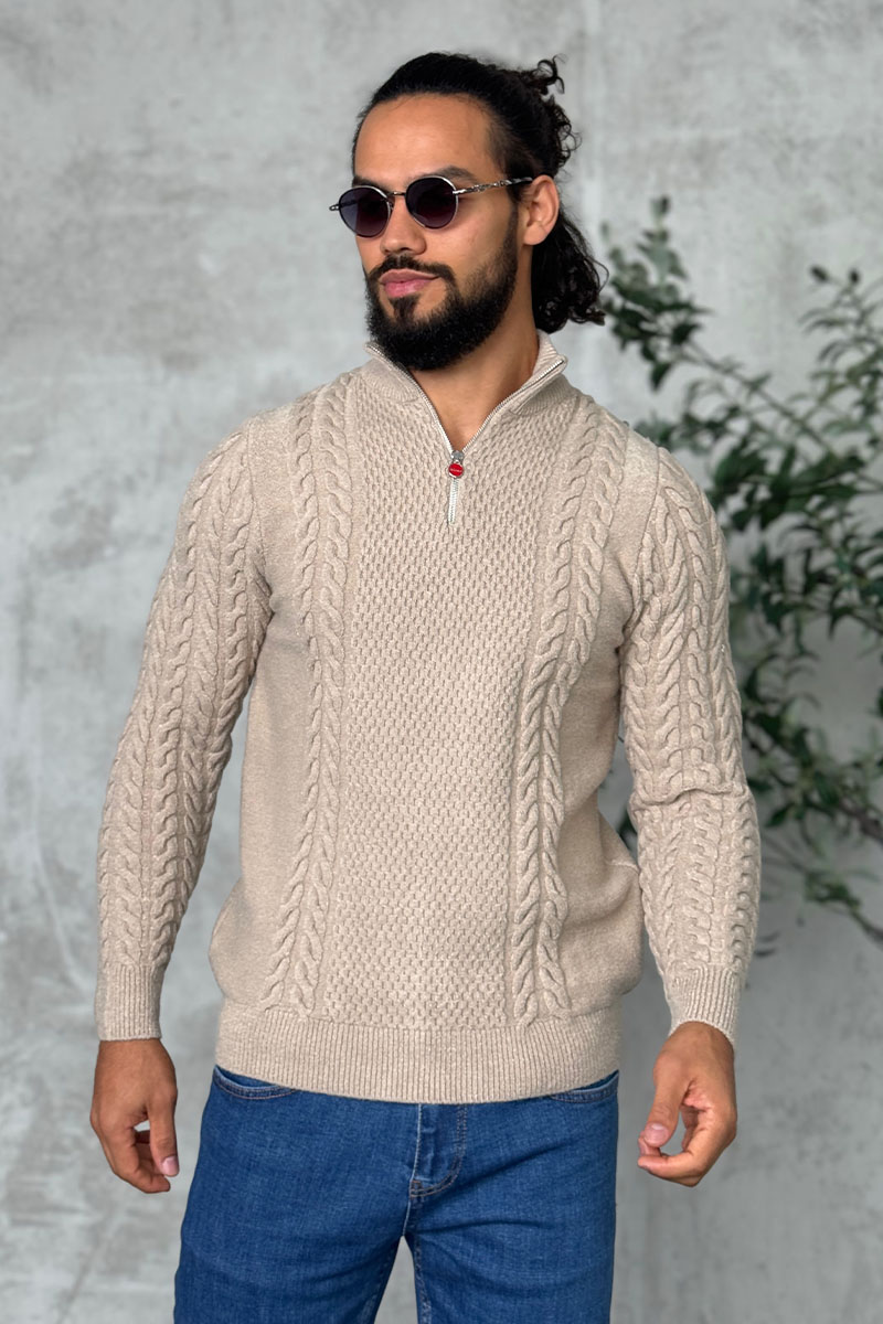 Kiton Мужской свитер бежевого цвета 