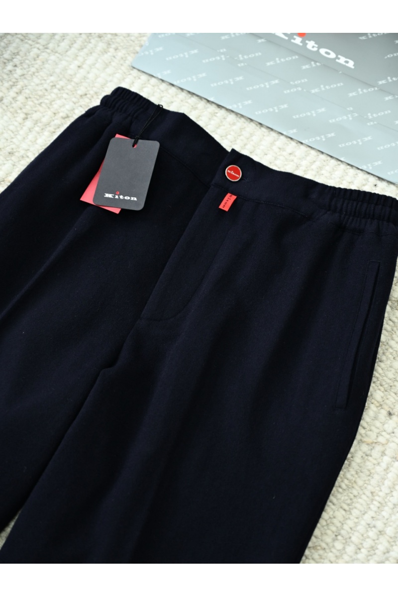 Kiton Мужские тёмно-синие брюки premium