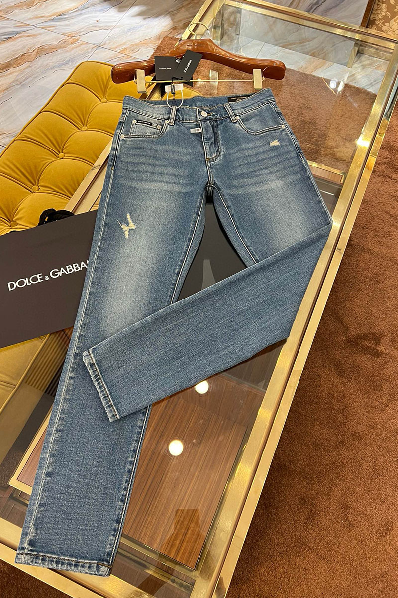 Dоlсе & Gаbbаnа Мужские синие джинсы slim fit Premium