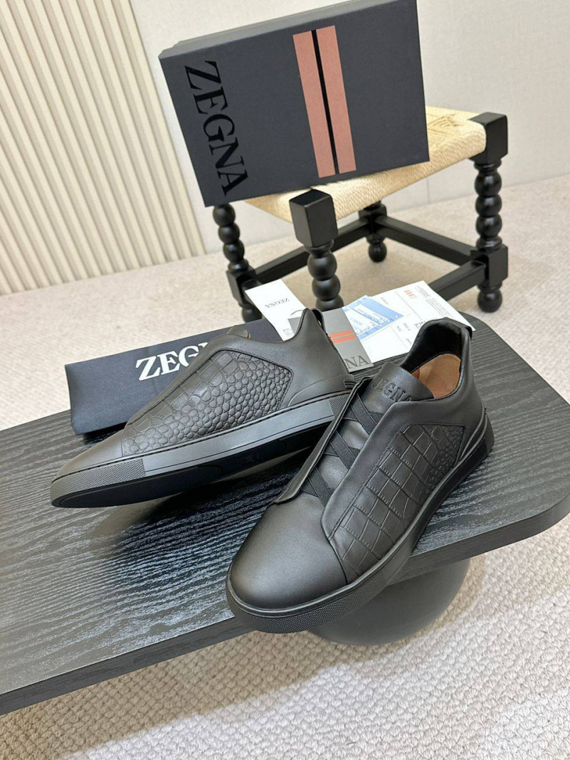 Zegna Мужские кроссовки Triple Stitch Alligator - Black